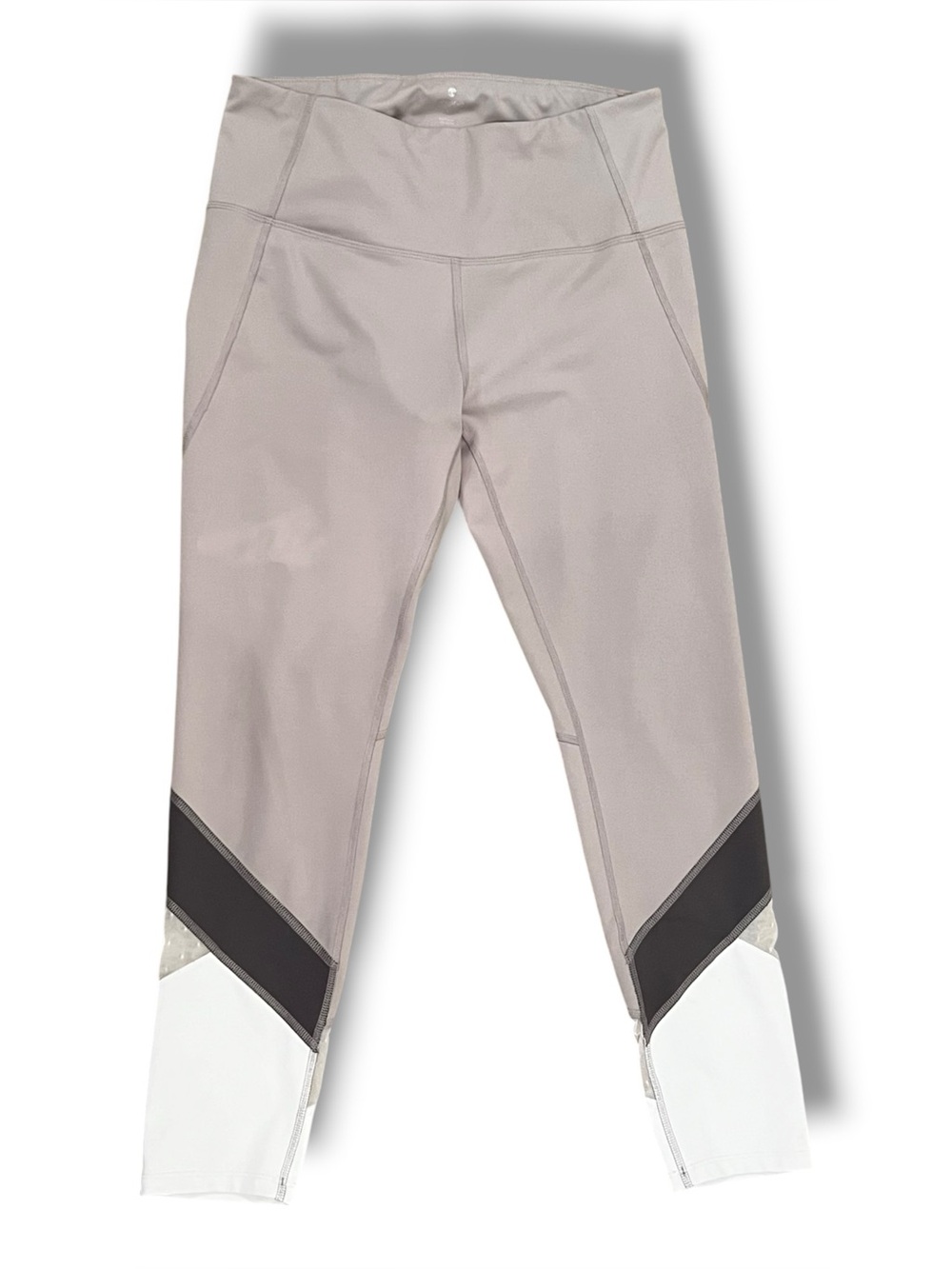 Apana Womens Leggings Size Med Gray Ankle Colorblock Stretch Athletic Mesh Gym